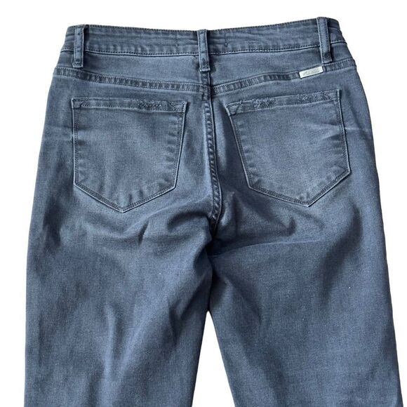 KanCan Black Denim Frayed Asymmetrical Hem Jeans in Charcoal Size 27 - Picture 4 of 16